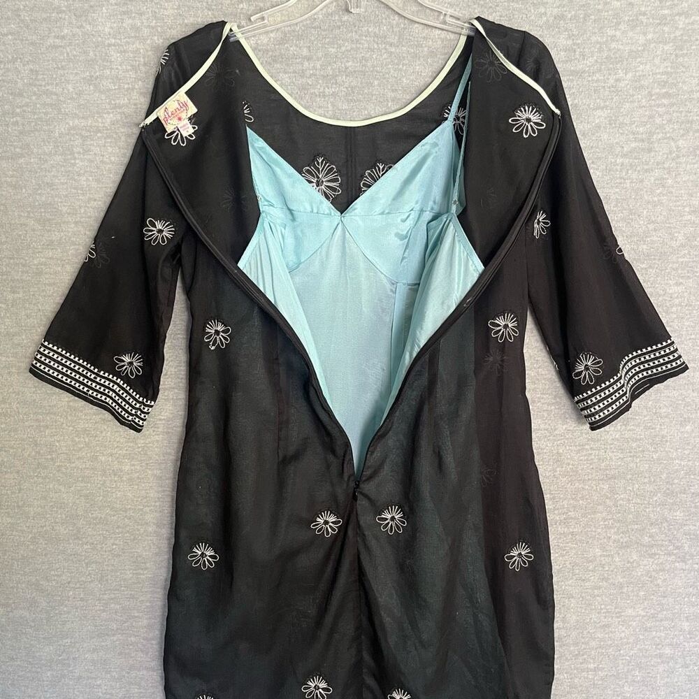 Plenty by Tracy Reese Sheer Cotton Dress Size 8 Embroidered Floral Resort Cruise - Picture 6 of 12